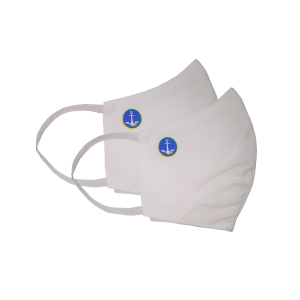 Kit com 2 Máscaras Social Antiviral e Antibacteriano de Proteção - cor Branco - Com logo marca nova da Coroa Naval da Marinha