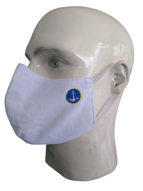 Máscara Social Antiviral e Antibacteriano de Proteção Permanente - Cor Branco - Com logo marca nova da Coroa Naval da Marinha.