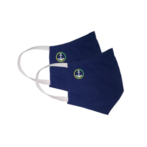 Kit com 2 Máscaras Social Antiviral e Antibacteriano de Proteção Permanente - Cor Azul Marinho - Com logo marca nova da Coroa Naval da Marinha
