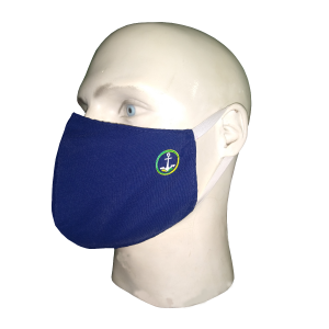 Máscara Social Antiviral e Antibacteriano de Proteção Permanente - Cor Azul Marinho - Com logo marca nova da Coroa Naval da Marinha